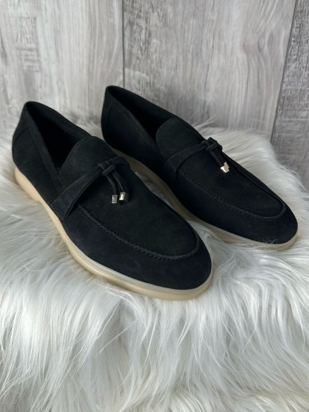 Marc Fisher Black Suede Tassel Loafers -9
